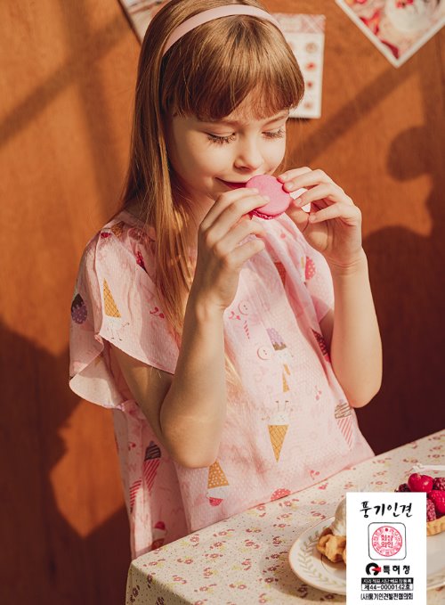 아이스콘 풍기인견 아동잠옷 5부 파자마 상하세트